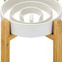 Ceramic Slow Feeder Dog Bowls Elevated, 2.0 Cups Slow Feeder for Medium and Large Dogs, Puzzle Maze Bowl to Slow Down Eating, 30oz, 8in, White