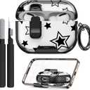Compatible Airpods Pro 3 Case (2025) with Phone Stand & Cleaner Kit,Cute Soft Silicone Lock Clip Apple AirPods Pro 3rd Generation Case, Airpod Pro 3 Cover with Keychain for Women/Girls