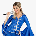 fun shack 2 Pcs 70 Disco Jacket for Women Blue Flares, Retro Dance Jacket for Parties, L