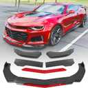 Universal Front Lip for Car 4 PCS Front Bumper Lip Adjustable Carbon Fiber Texture Front Diffuser Protector Wide Body Kit Compatible with Chevy Camaro,Corvette C7 ZR1 2014-2019,Civic