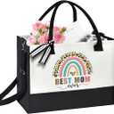Canvas Tote Bag for Mom: Large Capacity Beach Bag Christmas Birthday Gifts for Women Wife Teacher Grandma Stepmother