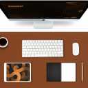 K KNODEL Large Office Leather Desk Mat, Mouse and Keyboard Pad, Computer and Laptop Mat, Desktop Protector and Cover, Writing Pad and Blotter (31.5"x15.7", Brown)