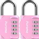 Puroma 2 Pack Combination Lock for Locker 4 Digit Outdoor Waterproof Padlock for School, Gym, Sports, Fence, Toolbox, Gate, Case, Outdoor, Hasp Storage (Pink)