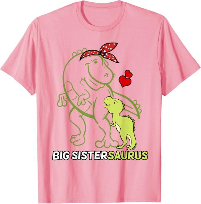Big Sistersaurus Sister Dinosaur Baby Mother's Day T-Shirt (Pink, M)