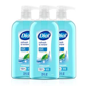 Dial Body Wash, Refresh & Spring Water, 23 Fl Oz (Pack of 3), Hydraclean Complex & Vitamin E, Gentle, Leaves Skin Feeling Nourished, Dermatologist-Tested, No Parabens & Sulfates