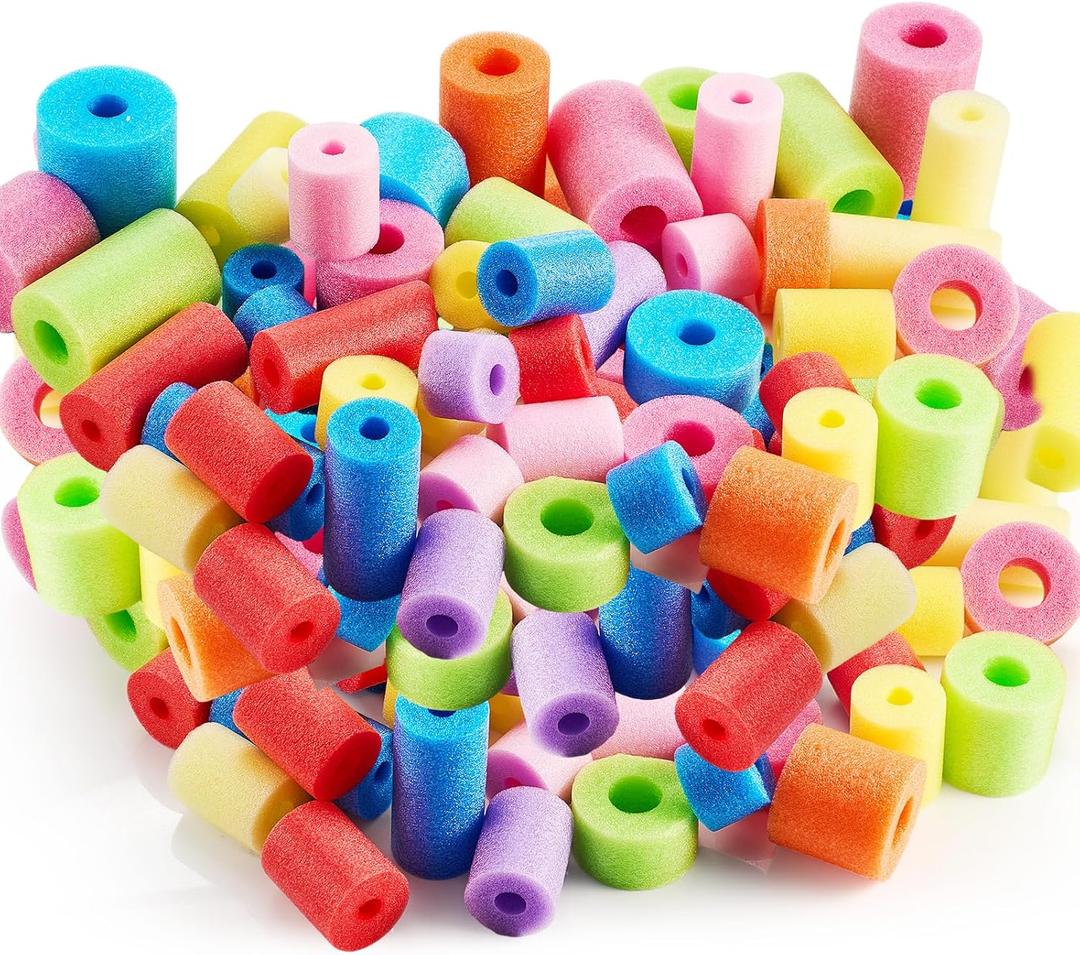 Frienda 100 Pcs Pool Noodles Bits Multicolor Craft Small Size Versatile Mixed Floating Pool Noodles Foam Rope Tube for Play or DIY Craft Multipurpose (Mixed Sizes,Macaron Colors) (1.18-3.54 x 1.18-2.36 Inch)
