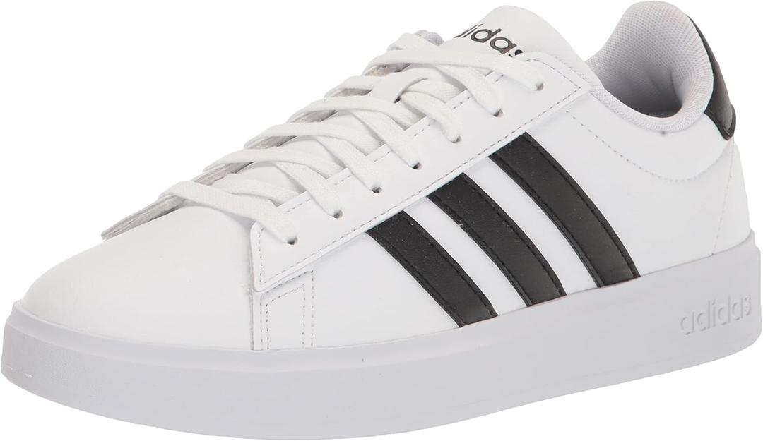 adidas Men's Grand Court 2.0 Shoe (13 Wide, White/Black/White)