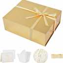 UoeRing 1 Extra Large Gold Gift Box 20x16x7 inch Luxury Gift Box for Presents with Magnetic Closure Lid Collapsible,Birthday,Christmas,Contains Card, Ribbon,Tissue Paper,Shredded Paper Filler