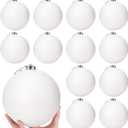 Poen 12 Pcs 6 Inch Large Christmas Ball Ornaments Glitter Extra Large Christmas Ornaments Giant Xmas Balls Tree Decorations with Hanging Loop for Xmas Holiday Party Decor (White)