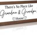 Yousoontic Grandparents Gift from Grandkids There's No Place Like Grandma & Grandpa's House Wooden Sign Farmhouse Home Decor for Father's Day Birthday Christmas Thanksgiving Gift (Black,11.8 Inch)