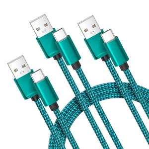 Basesailor for iPhone 17 16 Pro Max Charger Cord,USB to USB C Cable,Type C Charging Power Cord for Apple 17e 15 iPad 10 Air 4 5,Samsung Galaxy S26 S25 S24 S23,Green,3Pack 3.3/6.6/10FT(1/2/3M)
