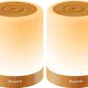 Auxmir Night Light for Kids Baby, Dimmable Touch Lamp for Nursery, 11 RGB Colors 5 Brightness, Portable Rechargeable Table Lamp for Nightstand, Kids Night Light for Bedroom Living Room, Brown-2 Pack