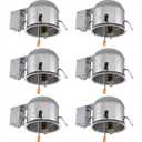Designers Fountain Led Recessed Ceiling Light Housings, 6 Pack 6 Inch IC Shallow Remodel Can Lighting Fixture Housing, 10 AWG Wire Nuts, Silver, EVR6SLICRAT-N-6