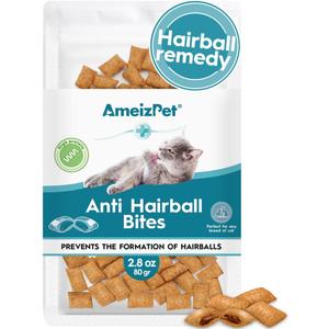 AmeizPet Anti Hairball Treats, Hairball Remedy for Cats, Cat Biscuits Hairballs Treatment - Crunchy Hairballs Cat Biscuits, 2.82 oz (80 g)