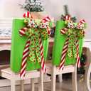 MelonBoat Christmas Chair Back Covers: 4Pcs Green Red Bows Dining Chair Covers, Chair Back Covers for Xmas Holiday Home Kitchen Decorations Dining Room, Office