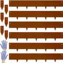 Corten Steel Landscape-40 LX 6" H Metal Garden Edging 20FT Total Rusted Lawn Edging 6 Pcs-No-Dig Hammer Heavy Duty Steel Edging-Bendable Border Strips for Lawn Yard Courtyard Pathway-6 Clips
