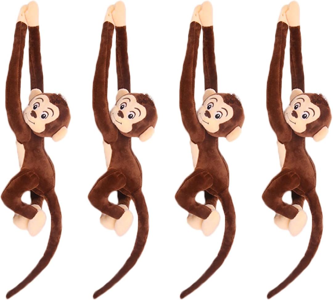 zhidiloveyou 4PCS Hanging Monkey Stuffed Animals Plush Cute Brown Monkey Toy for Kids, 27.6"