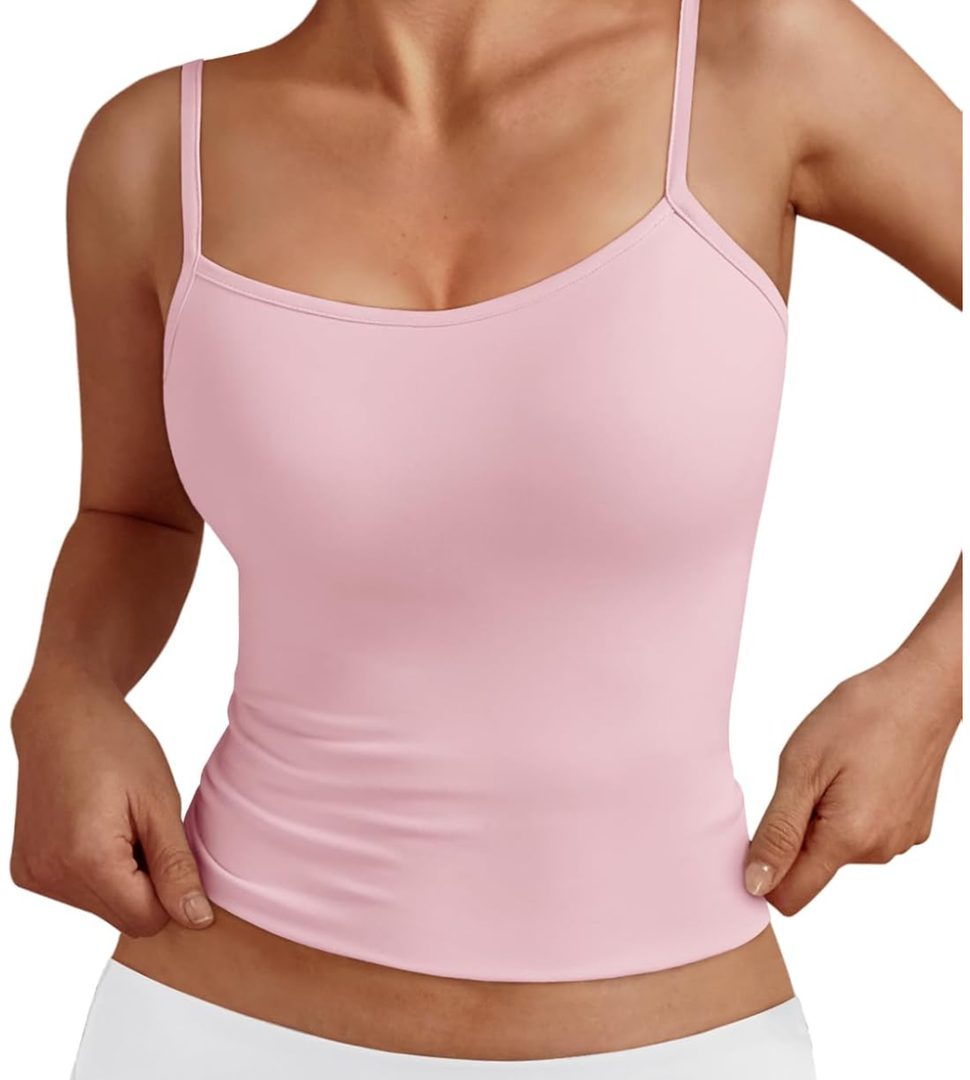 Trendy Queen Womens Adjustable Camisole Sleeveless Square Neck Spaghetti Strap Tank Tops Basic Shirt, S