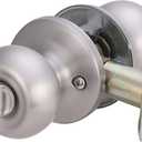 Amazon Basics Exterior Door Knob With Lock, Coastal, Easy to Install, 2 Keys, Satin Nickel