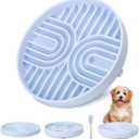 2 in 1 Slow Feeder Dog Bowls with Suction Cups,Silicone Lick Mat for Dogs,DIY Wet or Dry Food,Dishwasher Safe,Blue,Spatula+UU Bowl+Cyclone Lick Pad