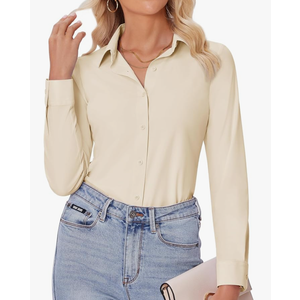 Button Down Shirts for Women Slim fit Long Sleeve Stretch Dress Shirts Work Shirt Wrinkle Free Office Blouses Size, Extra Large 