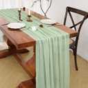 2 Pack Sage Green Cheesecloth Table Runner Fall Thanksgiving 120 Inch Rustic Boho Cheese Cloth 10FT Farmhouse Gauze Table Runner for Wedding Decor Baby Shower Holiday Party Home Decorations