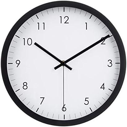 Amazon Basics Classic 12", Easy to Read, Silent Non Ticking, Battery Operated, Round Wall Clock, Black