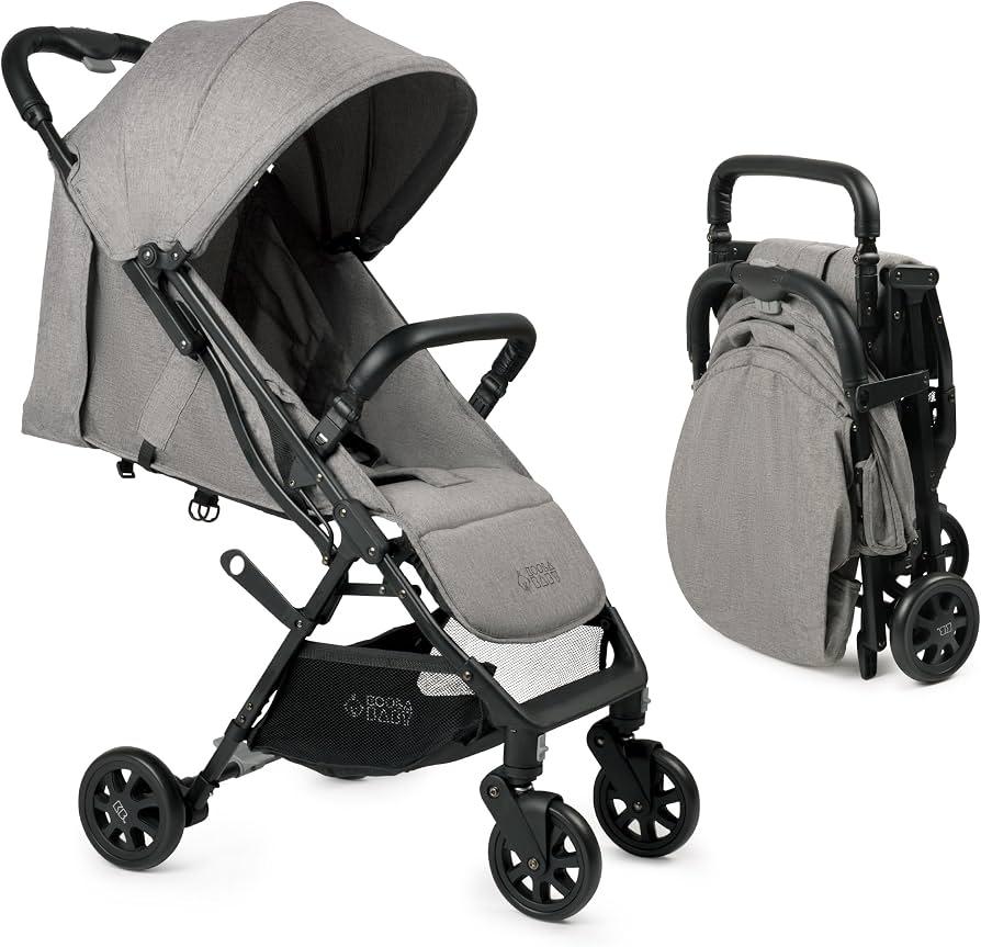 Lightweight Travel Stroller for Baby & Toddlers - Easy Fold & Compact Stroller with Canopy, Storage Basket, Multi-Position Recline & Convenient One-Hand Fold (Grey)