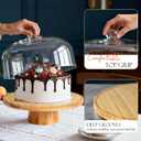 Masthome Bamboo Cake Stand with Acrylic Dome Lid, 6-in-1 Multi-Functional Serving Platter & Dessert Display Stand, Charcuterie Board, Fruit Tray, Dip Bowl, Serving Platter for Wedding, Christmas Party