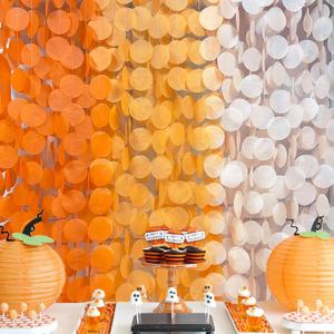 192 Ft Orange Party Decorations Ombre Orange Big Circle Dots Backdrop Streamer Tissue Paper Polka Dots Hanging Garland for Birthday Engagement Wedding Fall Autumn Harvest Thanksgiving Party Supplies