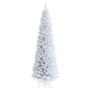 Costway Unlit Artificial Slim Christmas Pencil Tree with Metal Stand