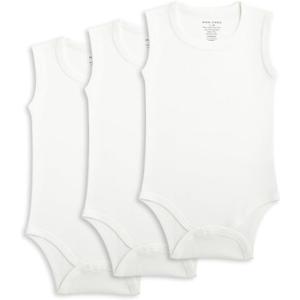MON CHOU Sleeveless Bodysuit 3-Pack - Ultra Soft, 100% Pima Cotton Baby Bodysuit - Organic Cotton Baby Clothes - Luxury Infant Clothes (3-6 Months)