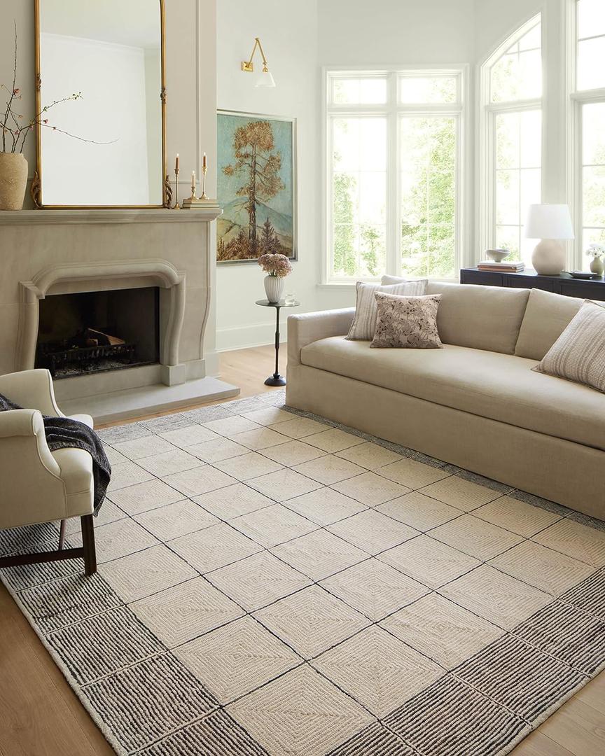 Loloi Chris Loves Julia x Francis Collection FRA-02 Cream/Black 7'-9" x 9'-9" Area Rug