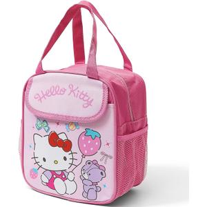 Cartoon Insulated Lunch Bags,Reusable Insulated Lunch Box, Leakproof Lunch Tote Bag, Easy To Clean Picnic Box Bento Bag, for Women Men Office Hiking Outdoor (Red)