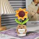 Gossby Gift for Mom from Daughter, Son, Kids - Mother's Day Basket Stuffers - Excellent MOM Would Recommend Sunflower Crochet - Christmas, Birthday Gift Idea for Mama - Knitted Crochet Doll