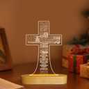 Jesus Cross 3D Night Light, Christian Gifts for Boys Girls, Christmas Gift Warm White Wooden Handmade, The Lord Desk Lamps Room Home Decor Xmas Birthday Easter Cross Gifts