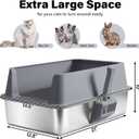 Stainless Steel Litter Box with Lid, XL Extra Large Cat Litter Box