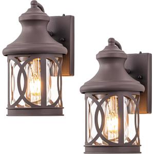 Outdoor Wall Lights with Dusk to Dawn, Exterior Wall Lanterns Lighting Fixtures Porch Sconces Bronze Wall Mount Outdoor Lights with Photocell for Patio Yard Front Porch Garage, 2-Pack