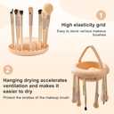 Makeup Brush Cleaner Mat with Handle, 3 in 1 Portable Silicone Makeup Brush Cleaner Bowl, Cosmetic Brushes Cleaning Tool Organizer for Storage and Air Drying, Beige
