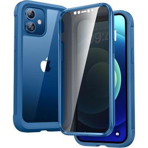Diaclara Designed for iPhone 12/12 Pro Case, Full Body Rugged with Built-in Touch Sensitive Anti-Scratch Privacy Screen Protector, Soft TPU Bumper Case for iPhone 12/12 Pro 6.1" (Blue)