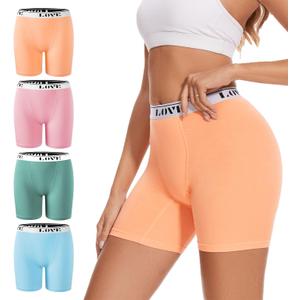 ALLBASE Womens Boxer Briefs Soft Modal High Waisted Boy Shorts Underwear for Women Anti Chafing Undershorts Multicolor Large Pack of 4