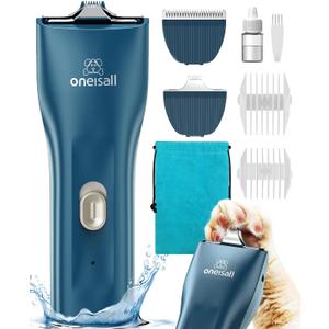 oneisall Quiet Pet Clippers, Cat Clippers for Matted Hair, Cordless Cat Hair Trimmer for Paw, Waterproof Pet Trimmers for Cats, Pet Shaver for Dogs and Cats (Green)