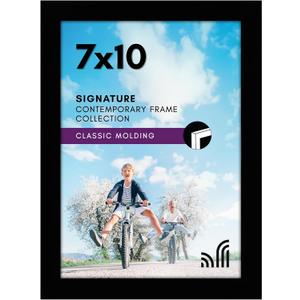 Americanflat 7x10 Picture Frame with Shatter-Resistant Glass - Signature Collection - Gallery-Style Frames Made of Engineered Wood - Photo Frame for Tabletop and Wall Display - Black
