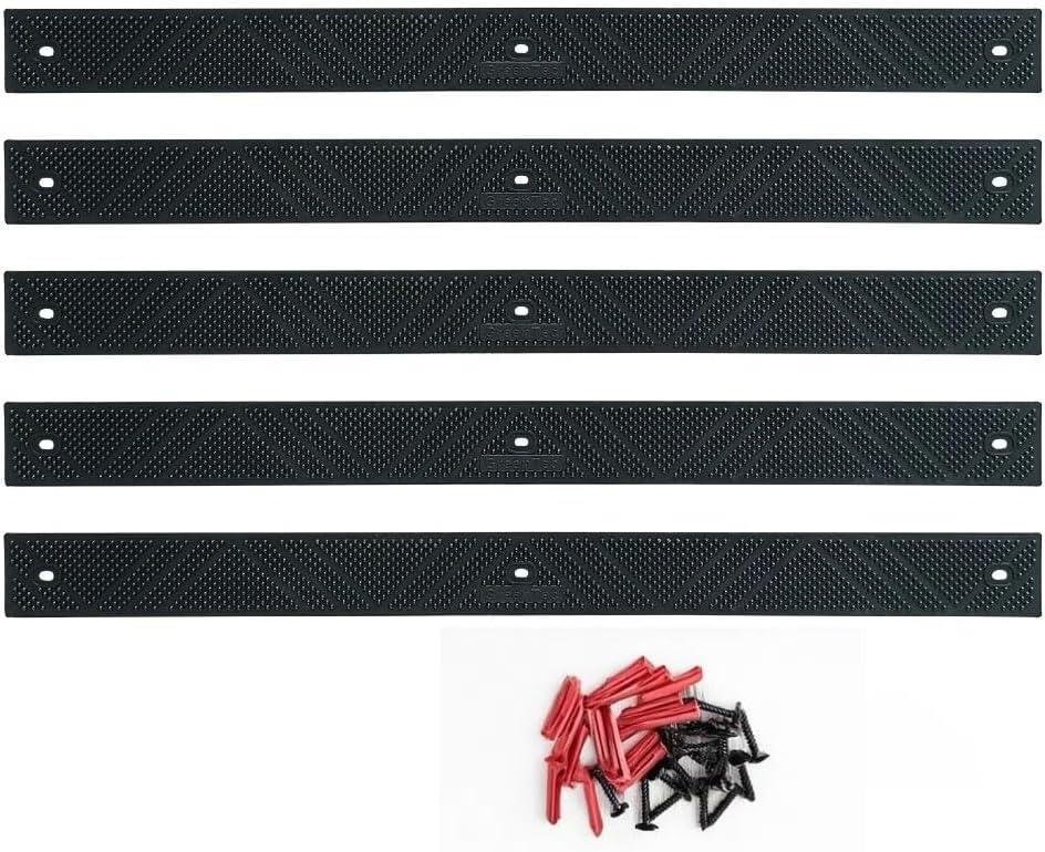 5 Pack 24" x 2" (600mm x 50mm) Non-Slip Decking Strips | Hard Wearing Polypropylene with Fixings | Outdoor Safety for Decks, Steps & Ramps | 10+ Year Lifespan (Black)