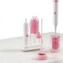 Rechargeable Electric Bottle Brush with Stand - 360 Spin Silicone Cleaner for Baby Bottles, Breast Pumps & Small Household Containers (Pink)