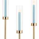 Gold Candle Holders for Candlesticks: Hurricane Taper Candle Holders with Removable Glass Tall Brass Candlestick Holders Candle Sticks Long Holder for Table Centerpiece Home 3Pcs
