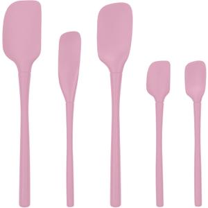 Tovolo Flex Core 5 Piece Silicone Spatula Set Heat Resistant All Silicone Utensils Include Non Stick Spatula Spoonula Jar Scraper, Dishwasher Safe BPA Free Spatulas for Baking Mixing, Pink Sorbet