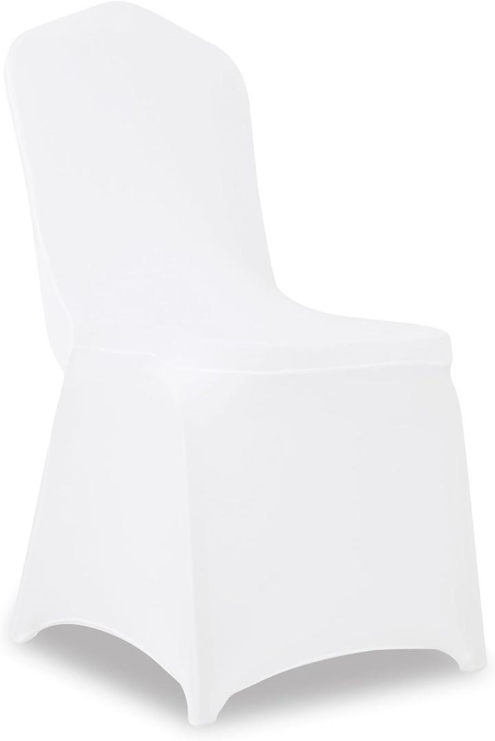 100 Pack White Stretch Polyester Spandex Chair Covers Universal Washable Removable Chair Slipcovers Protector for Wedding Banquet Events Party Dining Decoration