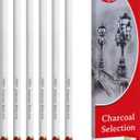 Pepy Professional White Charcoal Pencil Set  Set of 6 Pre-Sharpened White Charcoal Pencils; Perfect for Drawing, Sketching, Blending and Shading