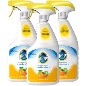 Pledge pH-Balanced Multisurface Cleaner Spray for Everyday Care, Fresh Citrus Scent, 25oz (Pack of 3)